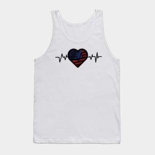 Heartbeat Flag America Independence Day Tank Top